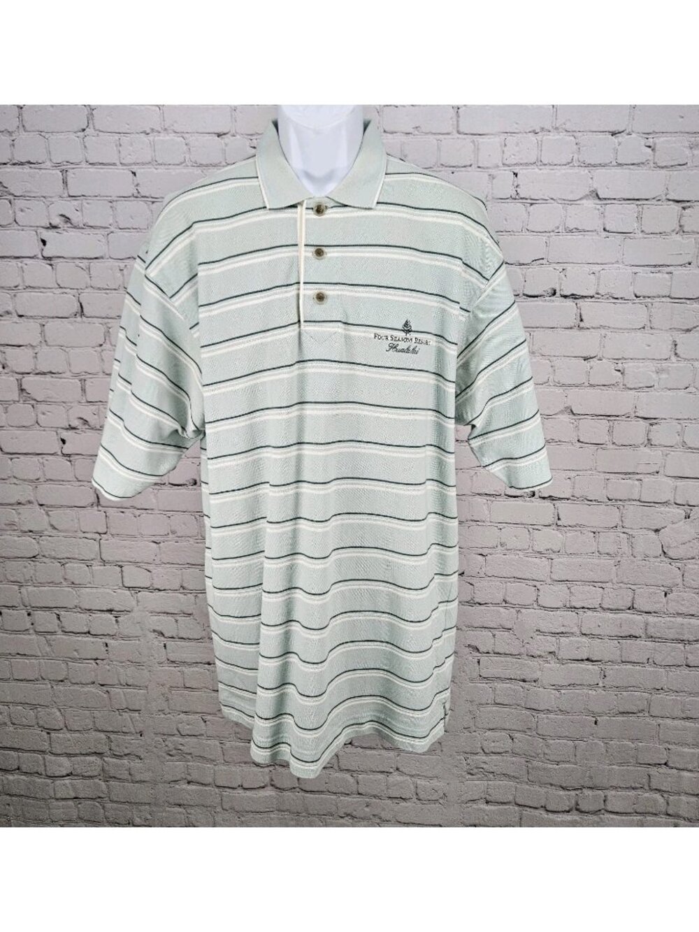 Cutter & Buck Four Seasons Resort Hualalai Hawaii Blue Short Sleeve Polo Short L